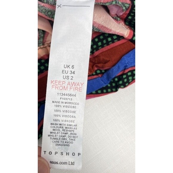 Topshop Striped Long Sleeve Tie Front Crop Top Stars 4th of July Women’s Size 2 - Picture 14 of 15